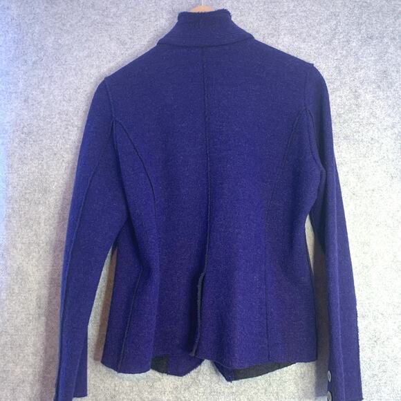 Eileen Fisher Merino Wool Long Sleeve Midnight Blue Blazer Jacket Size L Petite - Picture 5 of 13